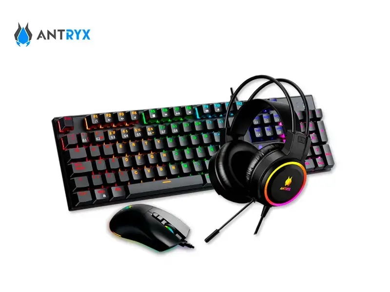 Teclado Mecanico + Mouse + Auricular Antryx GC-3100 X3 Black Switch red