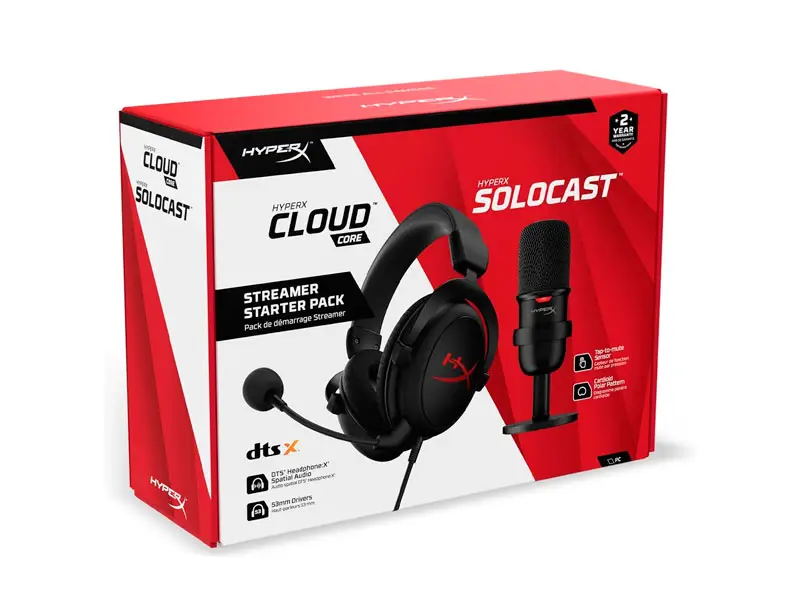 Combo Gaming Hyperx Auricular Cloud Core + Micrófono SoloCast - Imagen 3