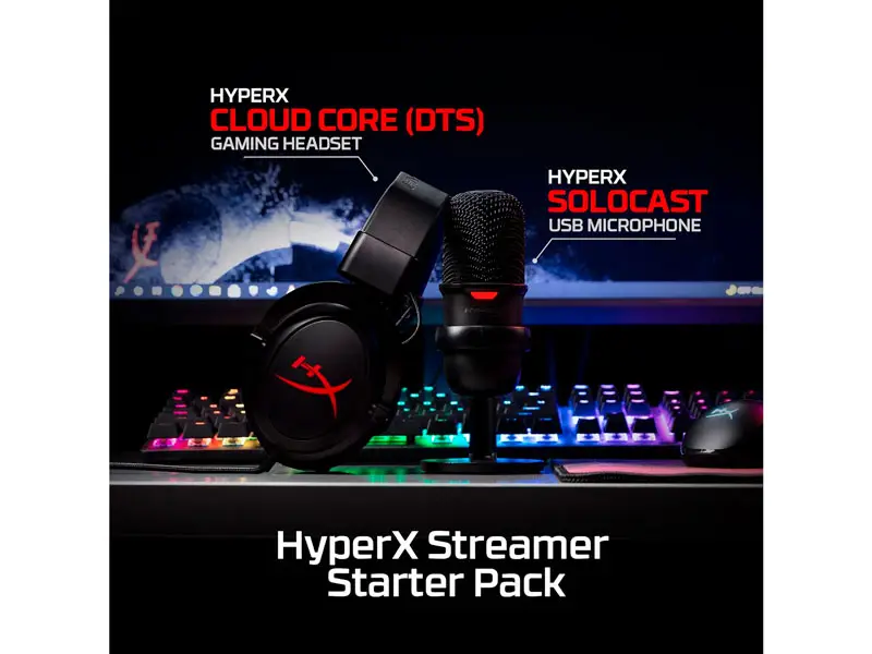 Combo Gaming Hyperx Auricular Cloud Core + Micrófono SoloCast - Imagen 2