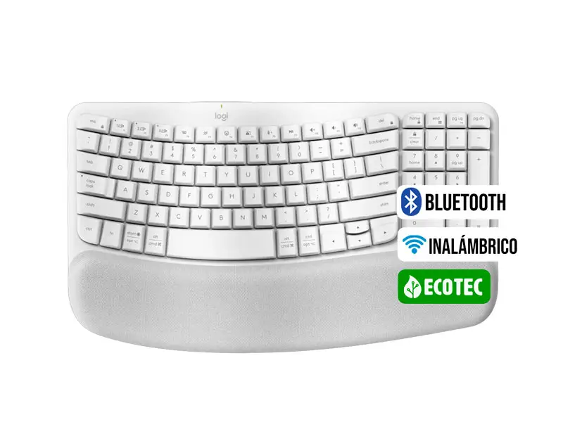 Teclados Logitech ERGONOMICO WAVE Wireless Bluetooth White