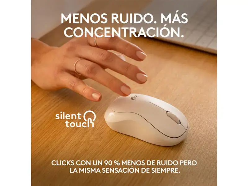 Mouse Logitech M240 Silent Bluetooth Off- White - Imagen 3