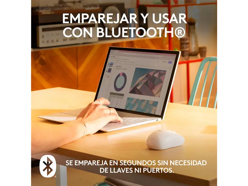 Mouse Logitech M240 Silent Bluetooth Off- White - Imagen 2