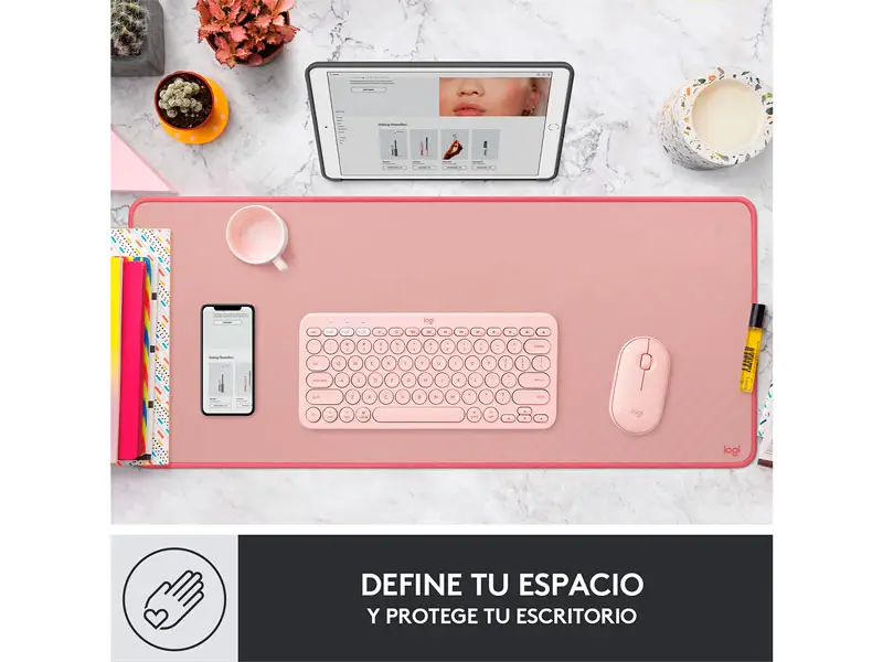 Mouse Pad Logitech DeskMat Anti Salpicaduras 300×700 mm Dark Rose - Imagen 2