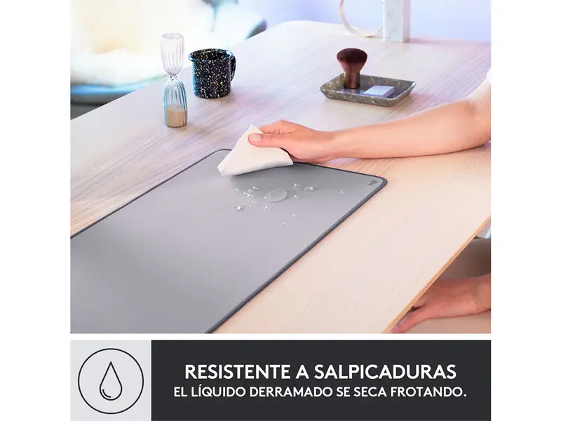 Mouse Pad Logitech DeskMat Anti Salpicaduras 300×700 mm Light Grey - Imagen 3