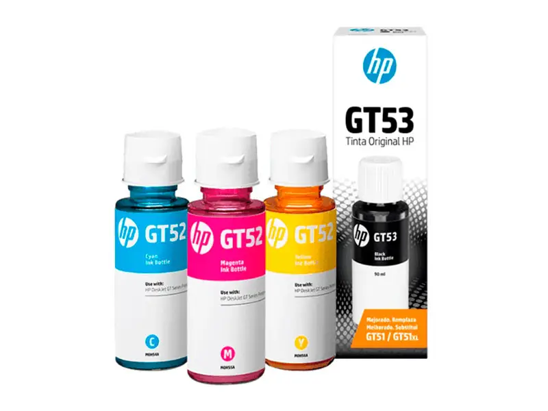 KIT Botella de Tinta HP GT53 | GT52 Negro y colores