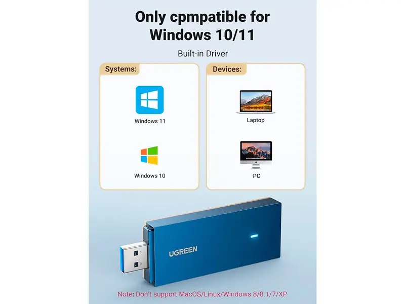 Adaptador USB Wi-Fi 6 UGREEN 90340 AX1800 Dual Band - Imagen 3