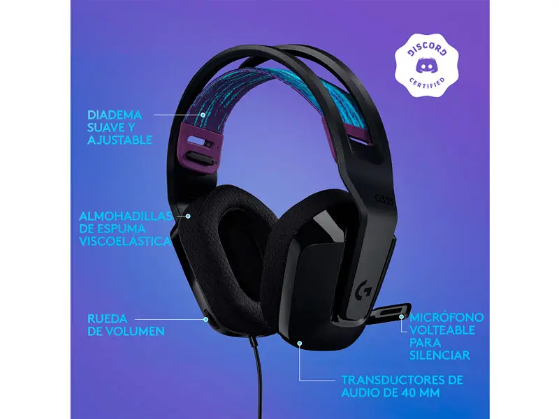 Auricular Gaming Logitech G G335 Wired Black - Imagen 2