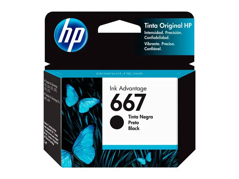 Cartucho de Tinta HP 667 Negro Original (3YM79AL) 2ml 1275/2374/2375/2376/2775/2776
