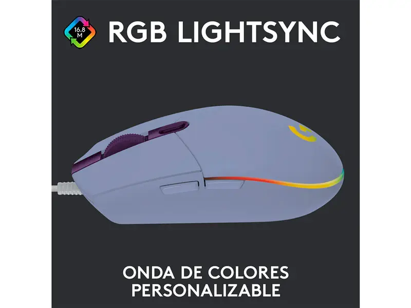 Mouse Gaming Logitech G G203 Lightsync Lilac - Imagen 3