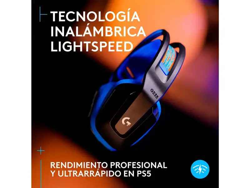 Auricular Gaming Logitech G G535 LightSpeed PS5/PS4/PC Wireless Black/Blue - Imagen 2