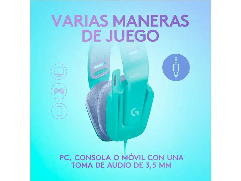 Auricular Gaming Logitech G G335 Wired Mint - Imagen 3