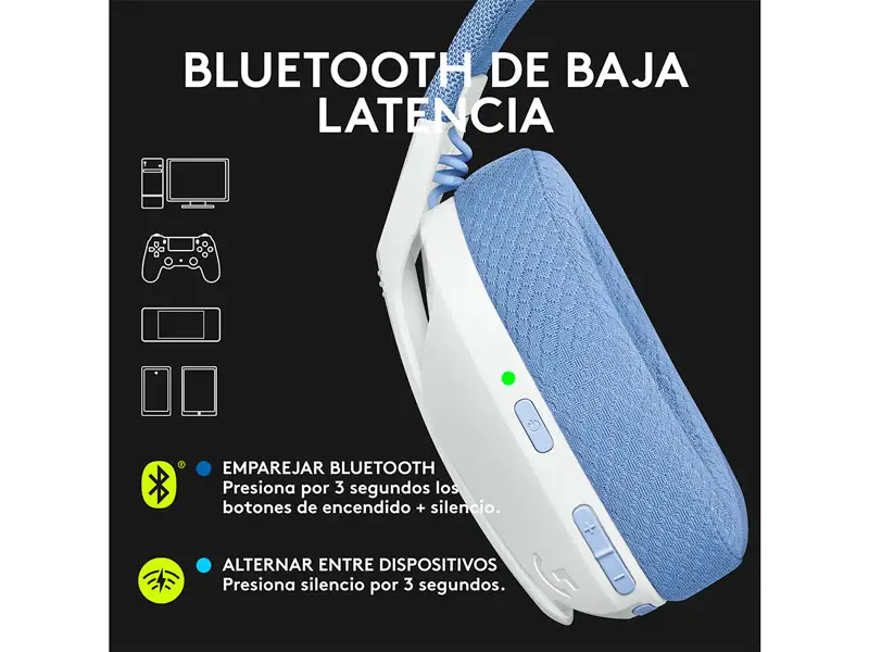 Auricular Gaming Logitech G G435 Ultra-Light Wireless BT Off White/Lilac - Imagen 3