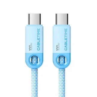 Cable USB-C a USB-C 1mts CABLETIME CUP0H PD100W Celeste