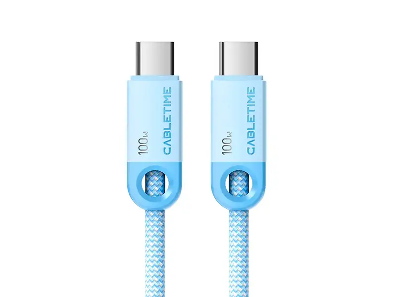 Cable USB-C a USB-C 1mts CABLETIME CUP0H PD100W Celeste