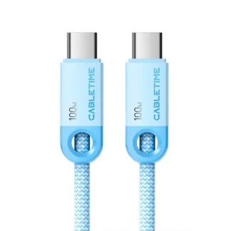 Cable USB-C a USB-C 2mts CABLETIME CUP0L PD100W Celeste