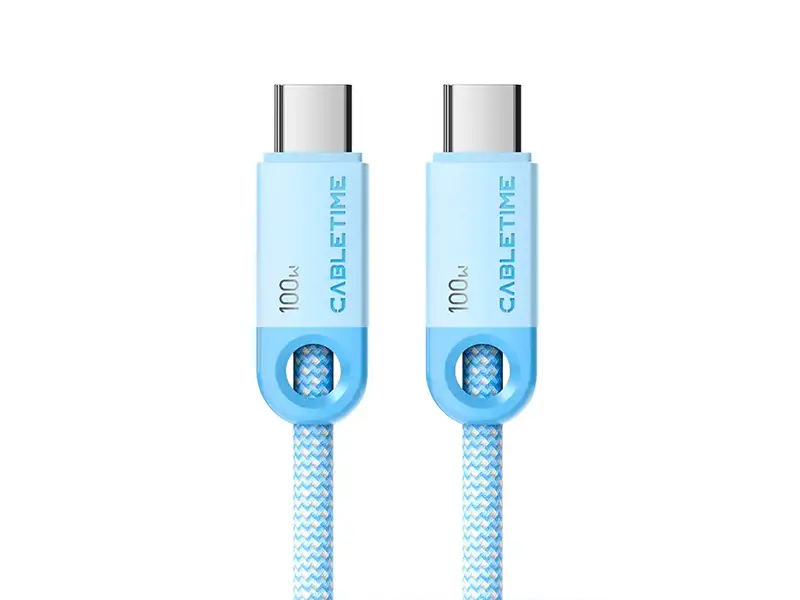 Cable USB-C a USB-C 2mts CABLETIME CUP0L PD100W Celeste