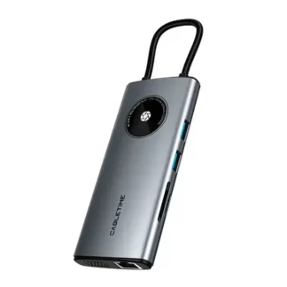 Docking Station CABLETIME CB91G USB-C a 10 Puertos: HDMI USB-A UBS-C 1SDTF 1LAN VGA