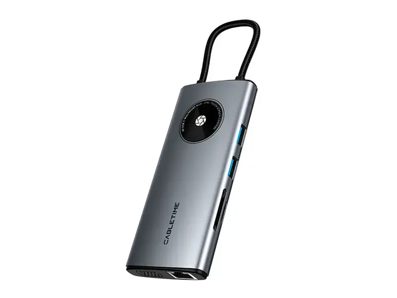 Docking Station CABLETIME CB91G USB-C a 10 Puertos: HDMI USB-A UBS-C 1SDTF 1LAN VGA