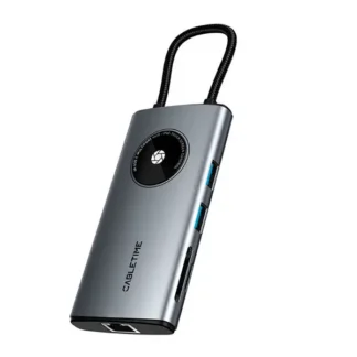 Docking Station CABLETIME CB92G USB-C a 8 Puertos: HDMI USB-A UBS-C 1SDTF 1LAN