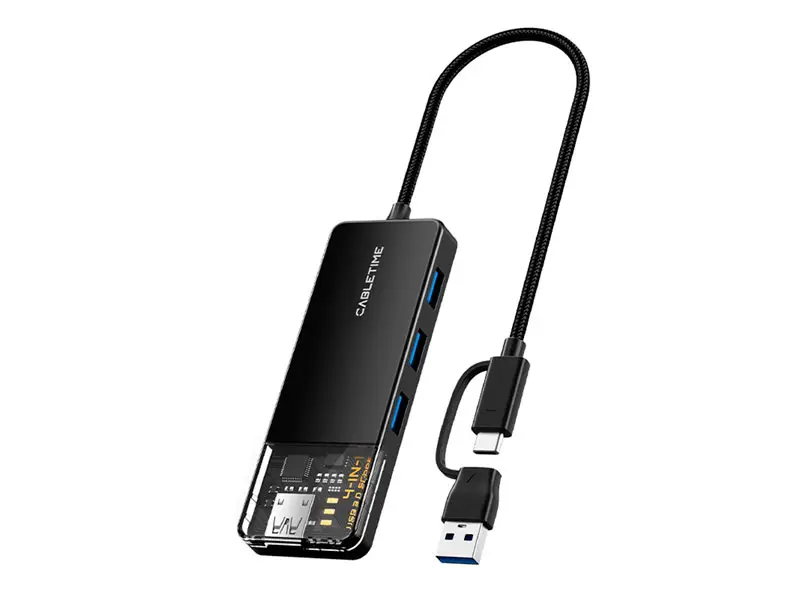 HUB CABLETIME CB03B USB-A + USB-C a 4 USB-A 3.0