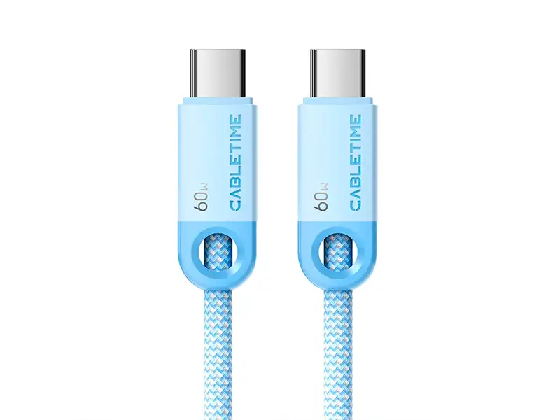 Cable USB-C a USB-C 1mt CABLETIME CUP3H USB-C PD60W Celeste