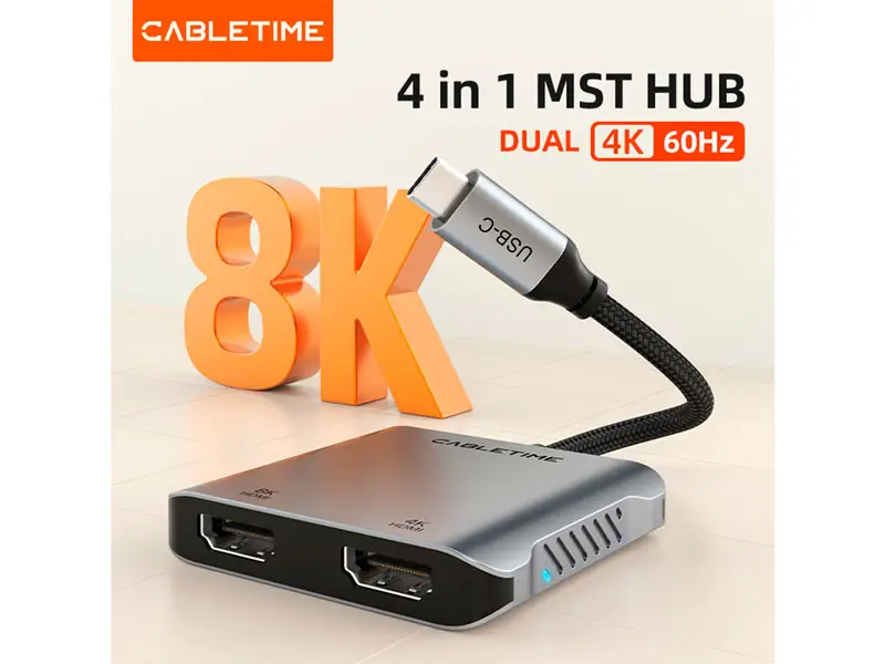 Adaptador USB-C a HDMI USB-C USB CABLETIME CB71G 8K - Imagen 3