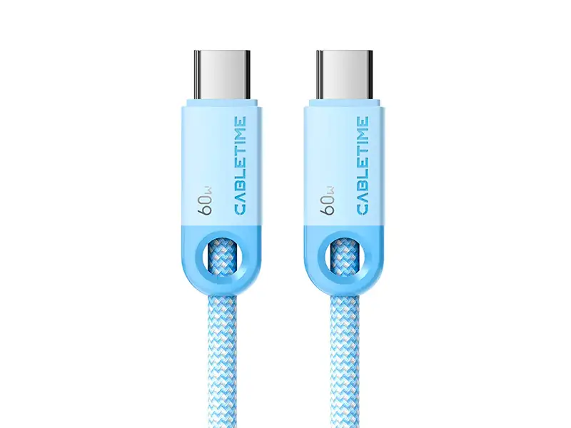 Cable USB-C a USB-C 2mts CABLETIME CUP3L PD60W Celeste