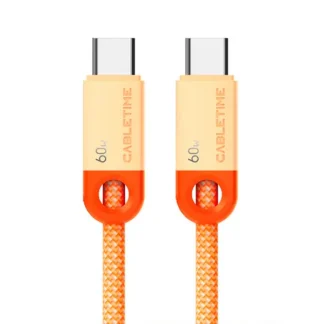 Cable USB-C a USB-C 1mt CABLETIME CUP5H PD60W Naranjado