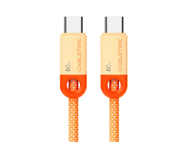 Cable USB-C a USB-C 1mt CABLETIME CUP5H PD60W Naranjado