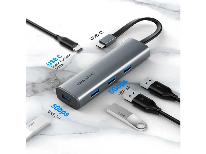 HUB CABLETIME CB21G USB-C a 4 USB-A 3.0 Macbook Pro - Imagen 2