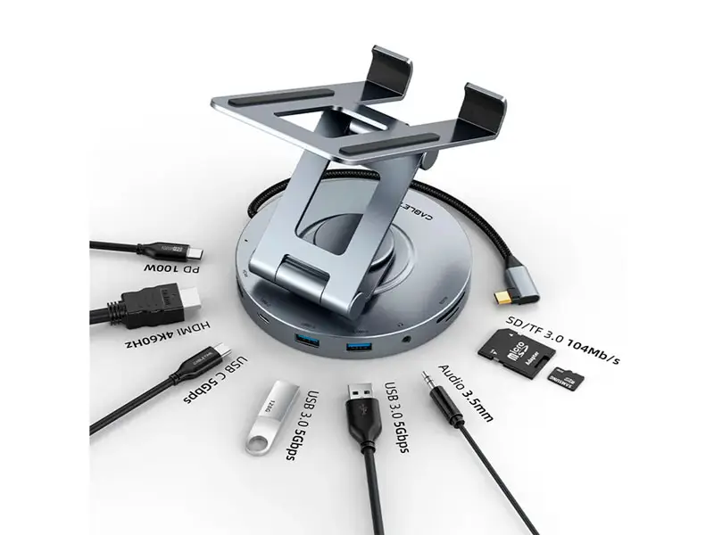 Soporte para iPad Pro CABLETIME HUB USB-C a 8 Puetos CB02G - Imagen 2