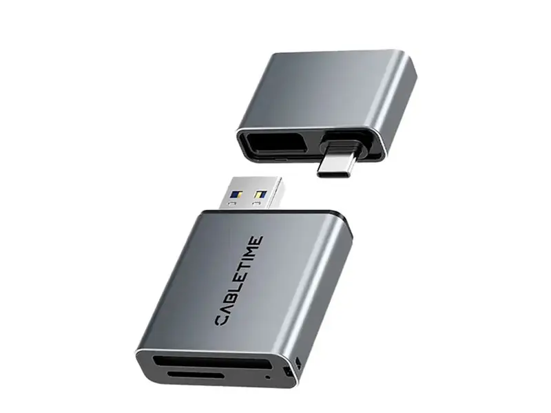 Lector de Tarjeta CABLETIME CB49G USB-A y USB-C compatible iPhone y iPad