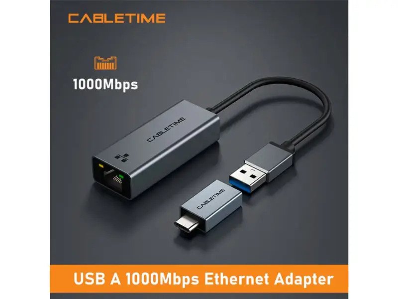 Adaptador USB a Ethernet Gigabit CABLETIME CB50G RJ45 - Imagen 2