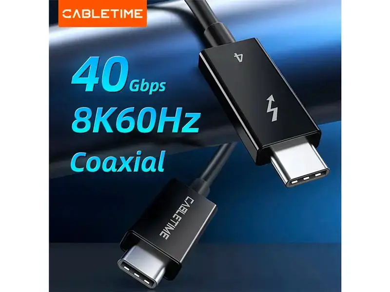 Cable Thunderbolt 4 a Thunderbolt 4 0.50mt CABLETIME CT40E 100W - Imagen 2