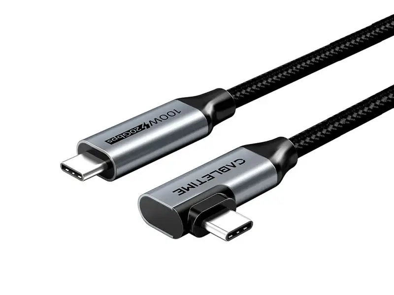Cable USB-C a USB-C 2mts CABLETIME CU24L 90° 100W
