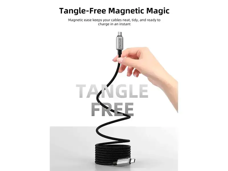 Cable USB-C a USB-C 2mts CABLETIME CU08L 240W Magnetico Black - Imagen 2