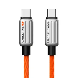 Cable USB-C a USB-C 2mts CABLETIME CU06L 240W Magnetico Anaranjado