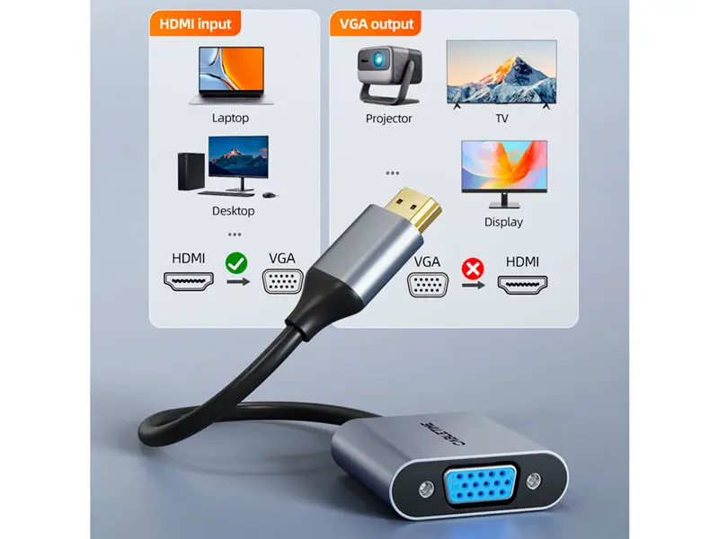 Adaptador HDMI a VGA CABLETIME CP53G 1080P - Imagen 2
