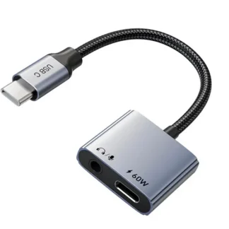 Adaptador USB-C a Audio 3.5mm CABLETIME CPA1G PD60W