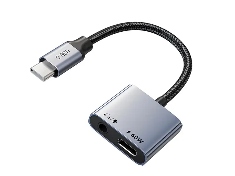 Adaptador USB-C a Audio 3.5mm CABLETIME CPA1G PD60W