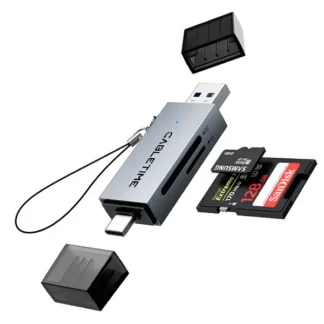Lector de Tarjeta CABLETIME CD40G USB-C y USB-A a SD 2 en 1 SDXC SDHC RS-MMC MicroSDXC