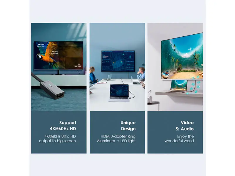 Adaptador Mini DisplayPort a HDMI CABLETIME CP26A 4K 30Hz - Imagen 3