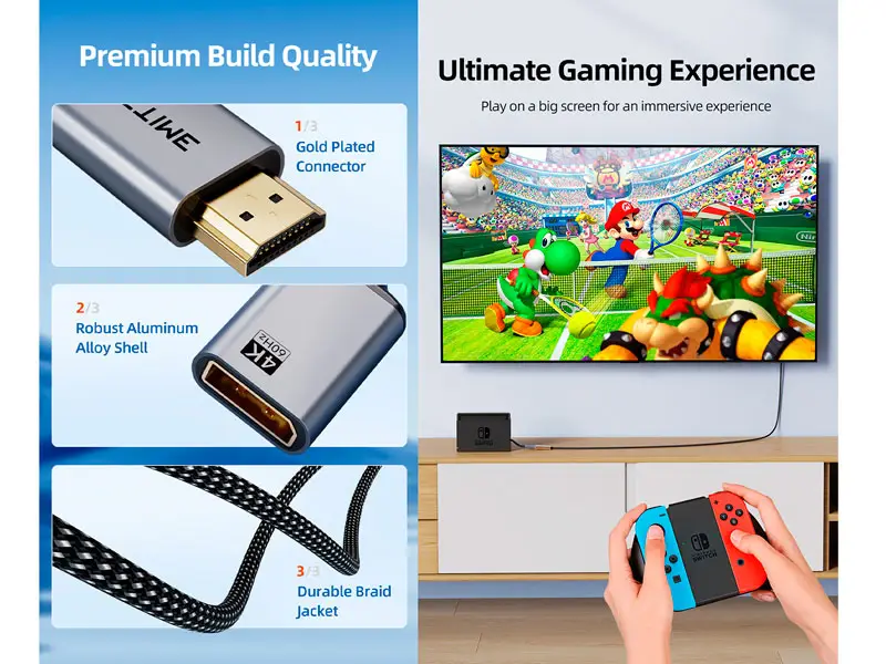 Adaptador HDMI a DisplayPort USB CABLETIME CP51B 4K 60Hz - Imagen 2
