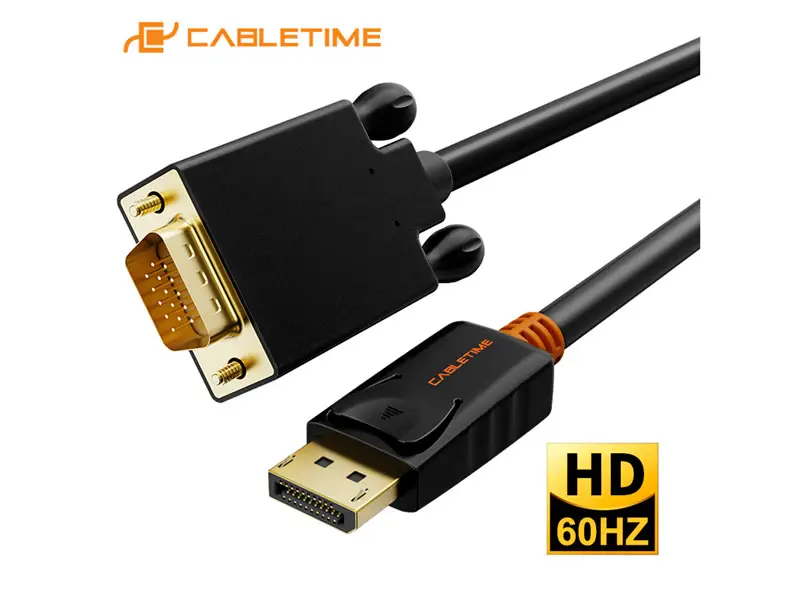 Cable DisplayPort a VGA 1.8mts CABLETIME CD35K 60Hz - Imagen 2