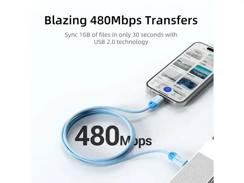 Cable USB-C a USB-C 2mts CABLETIME CUP0L PD100W Celeste - Imagen 3