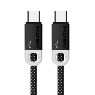 Cable USB-C a USB-C 1mt CABLETIME CUP4H PD60W Black