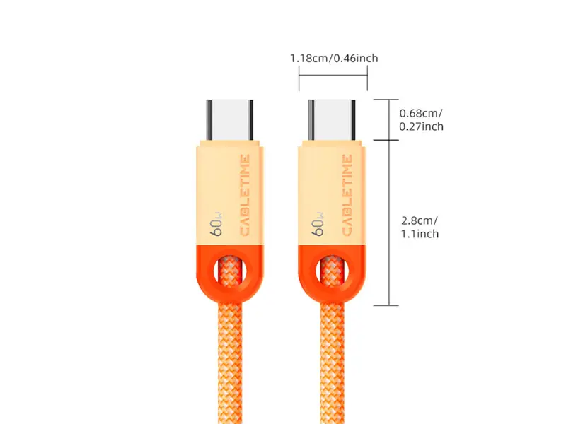 Cable USB-C a USB-C 1mt CABLETIME CUP5H PD60W Naranjado - Imagen 2