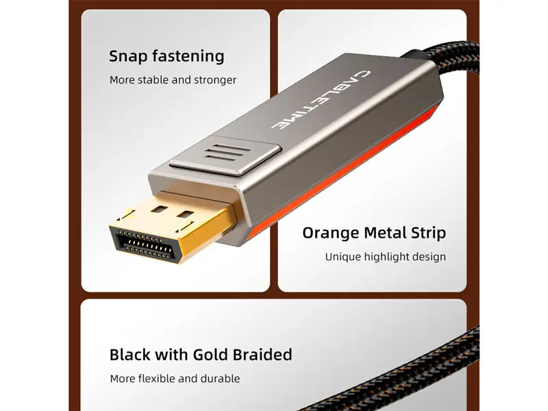 Cable USB-C a Displayport 2mts CABLETIME CC23L 8K 60Hz Bidireccional - Imagen 3