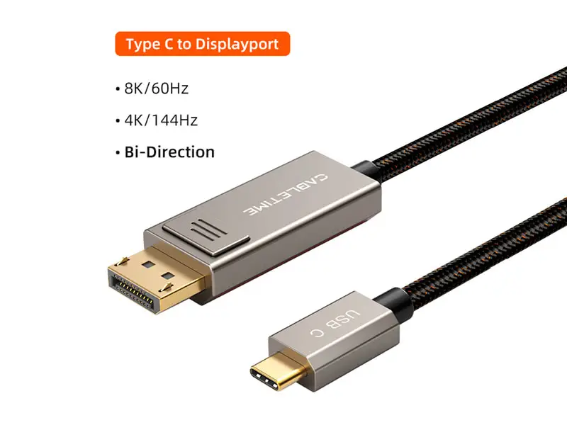 Cable USB-C a Displayport 2mts CABLETIME CC23L 8K 60Hz Bidireccional - Imagen 2