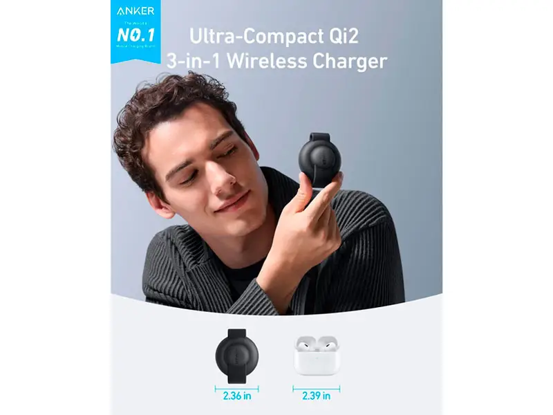 Estacion de carga ANKER MagGo Wireless 3 en 1 Qi2 para apple - Imagen 2